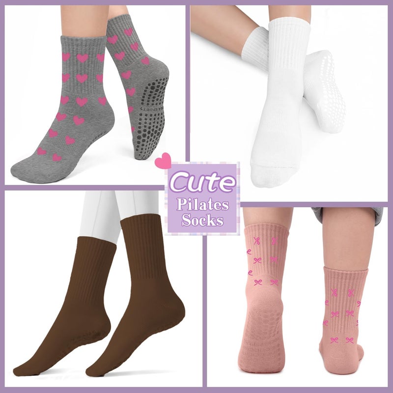 BLONGW Pilates Socks with Grips for Women, Non-Slip Yoga Athletic Socks for Barre Barefoot Workout Hospital - Image 5